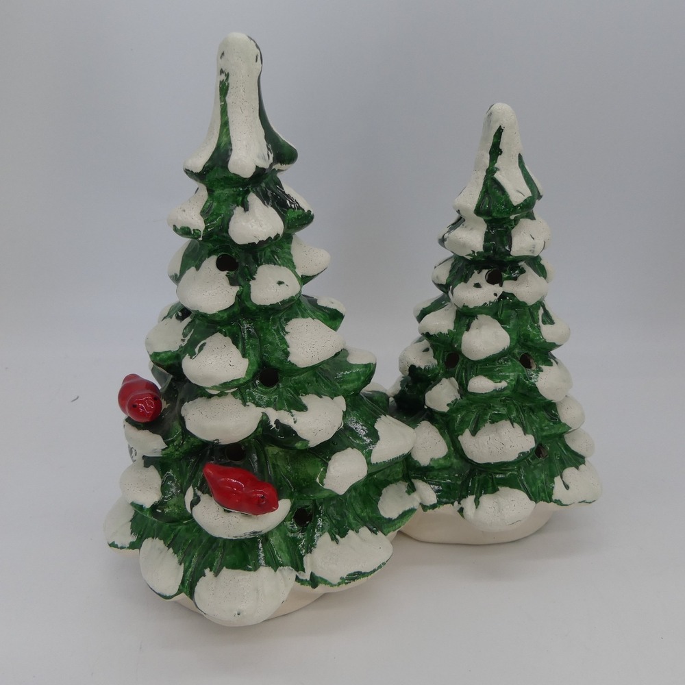 Dept 56 Double Tree Snowy Trees Red Birds Large 7.5" Snowhouse Series